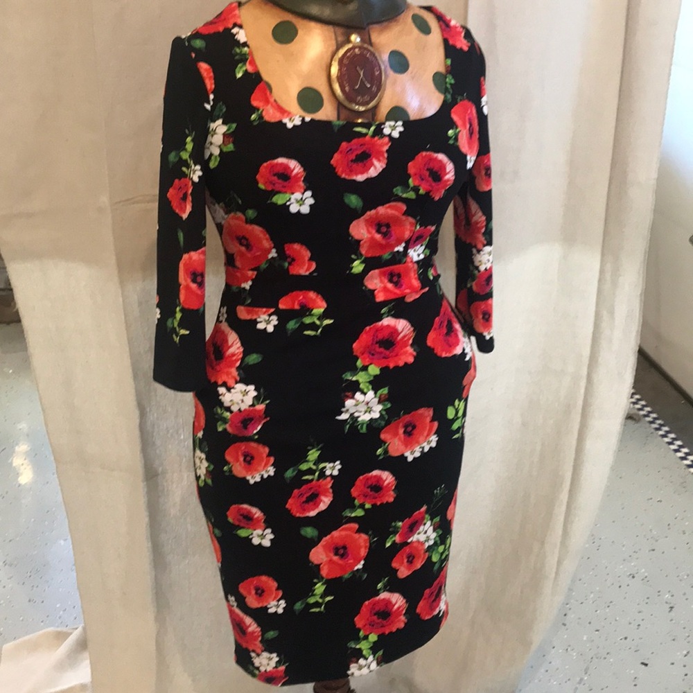 Floral square neck dress